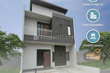Jual Rumah Inden 2 Lantai Dalam Cluster Dekat Tol Bekasi Timur, Promo Bebas Biaya
