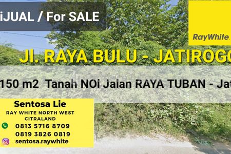 Dijual Tanah 6150 m2 di Nol Jalan Raya Bulu - Jatirogo - Sukolilo - Bancar - Kab. Tuban - Jawa Timur - Surat SHM - Lokasi Bagus