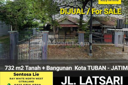 Dijual Rumah Hitung Tanah di Nol Jalan Latsari Kota Tuban Jatim - Komersial Area Cocok Buat Segala Usaha, Ruko, Kantor, Resto, Bank, Cafe, Dll