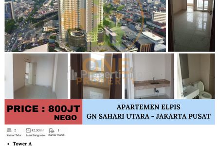 Dijual Apartemen Elpis, Gunung Sahari Utara, Sawah Besar, Jakarta Pusat - 2 BR Unfurnished