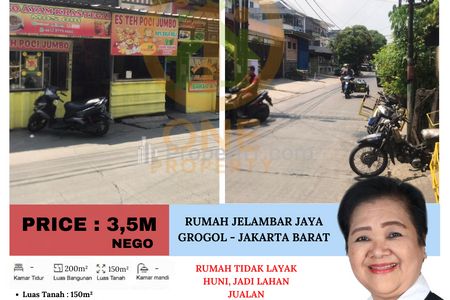 Dijual Rumah di Jelambar Jaya, Grogol - Jakarta Barat