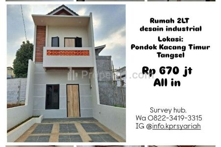 Dijual Rumah 2 Lantai Desain Industrialis di Pondok Kacang Timur, Tangerang Selatan