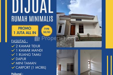 Dijual Cepat Rumah Minimalis Termurah (50/83) Siap Huni DP 0% Promo 1 Juta All in Perumahan Away Residence 7 Pengasinan Depok