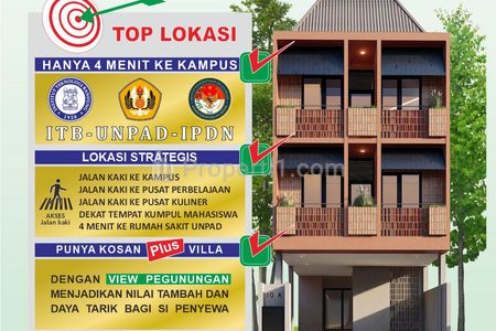 Jual Kost 3 Lantai Depan ITB, Unpad Jatinangor Rasa Villa View Gunung, 10 Kamar, Full Furnished, SHM, Occupancy Tinggi, Developer Berpengalaman