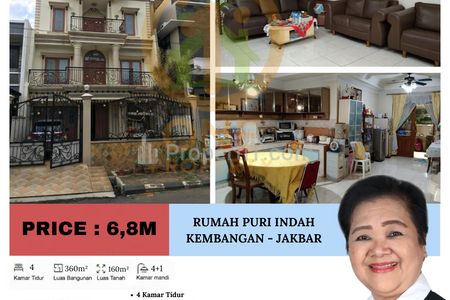 Dijual Rumah di Puri Indah, Kembangan - Jakarta Barat