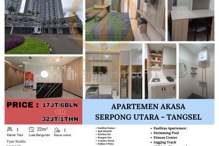 Disewakan Apartemen Akasa, Serpong Utara, Kota Tangerang Selatan - Studio Furnished