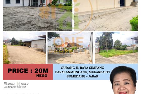 Dijual Gudang di Jl Raya Simpang Parakanmuncang, Desa Mekarbakti, Kab. Sumedang, Jawa Barat