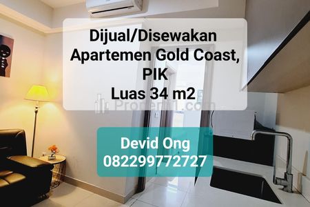 Disewakan Apartemen Gold Coast PIK Luas 34 m2 Full Furnished di Jakarta Utara