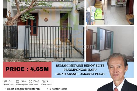 Dijual Rumah Instansi Renov Bagus di Daerah Elite Pejompongan Baru, Tanah Abang, Jakarta Pusat