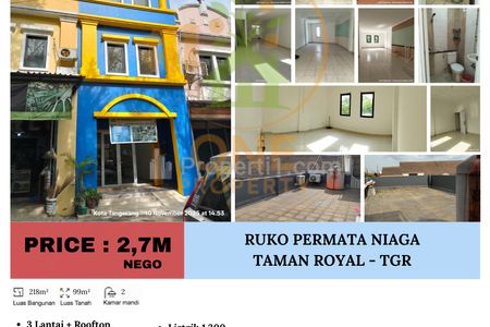 Dijual Ruko Permata Niaga, Taman Royal, Tanah Tinggi - Tangerang