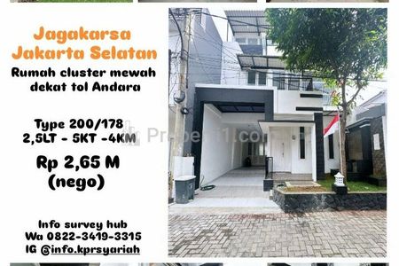 Jual Rumah Mewah Dalam Cluster di Jagakarsa, Jakarta Selatan - Dekat Tol Andara