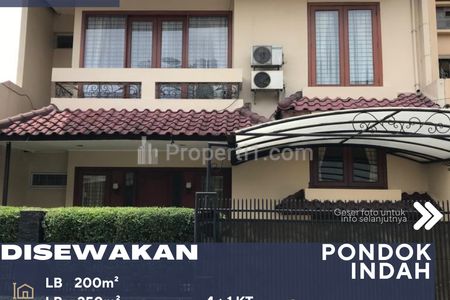 Disewakan Rumah Cantik Area Tenang Nyaman di Pondok Indah Jakarta Selatan