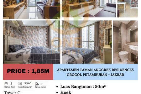 Dijual Apartemen Taman Anggrek Residences, Grogol Petamburan, Jakarta Barat - 2 BR Furnished
