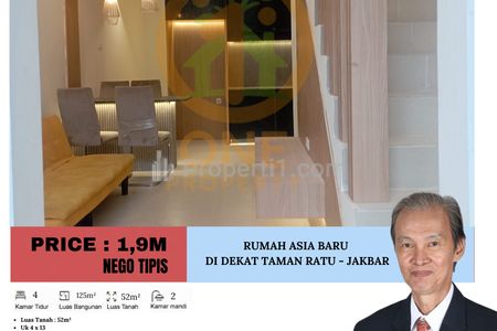 Dijual Rumah Asia Baru Dekat Taman Ratu, Kebon Jeruk, Jakarta Barat