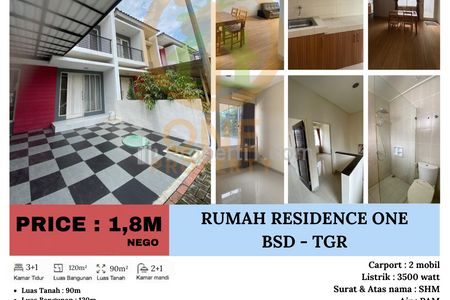 Dijual Rumah di Perumahan Residence One, BSD - Tangsel