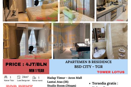 Disewakan Apartemen B Residence, BSD City - Tangerang