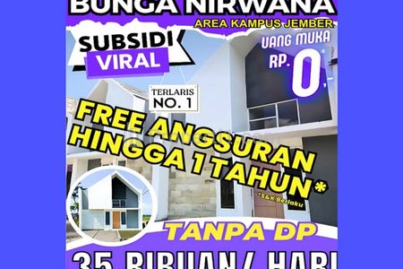 Jual Rumah Subsidi Grand Puri Bunga Nirwana Dekat Kampus UNEJ Jember Tanpa DP