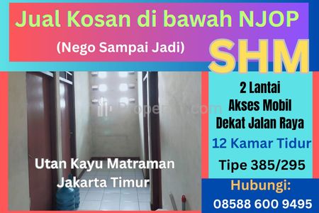 Jual Rumah Kost di Utan Kayu Matraman Jakarta Timur Harga di Bawah NJOP, Dekat Menteng dan Rawamangun, Akses Mobil Ada Garasi, Dekat Jalan Raya, Nego