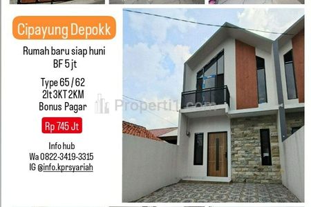 Dijual Rumah Baru di Cipayung, Depok - Booking Fee 5 Juta Langsung Ditempati