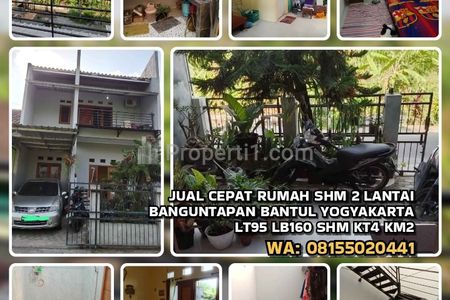 Jual Cepat Rumah 2 Lantai Siap Huni di Banguntapan Bantul Yogyakarta, LT 95 LB 160 SHM Strategis Aman Nyaman