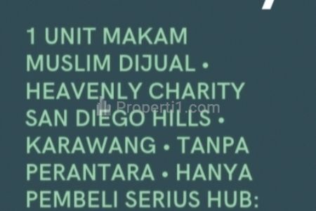 Dijual Makam Muslim SAN DIEGO HILLS, Karawang