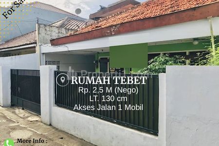 Jual Rumah BU di Tebet Jakarta Selatan Hitung Tanah, Lokasi Strategis, Jalan 1 Mobil