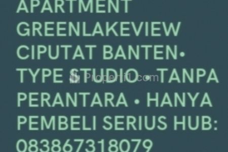 Dijual Apartemen Green Lake View Ciputat - Studio Semi Furnished