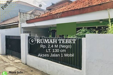 Jual Rumah BU di Tebet Jakarta Selatan Hitung Tanah, Lokasi Strategis, Jalan 1 Mobil
