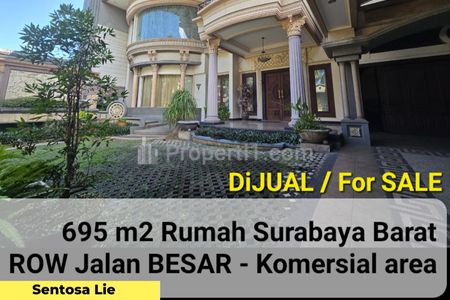 Dijual Rumah 695 m2 di Raya Bintang Diponggo Surabaya - Row Jalan Raya Besar - Cocok Buat Usaha Dekat Ciputra World Mall, Shangrila Hotel, Akses Tol