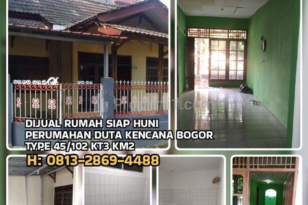 Dijual Rumah Siap Huni di Perumahan Duta Kencana Bogor, LT102 LB45 KT3 KM2 Aman Nyaman Strategis