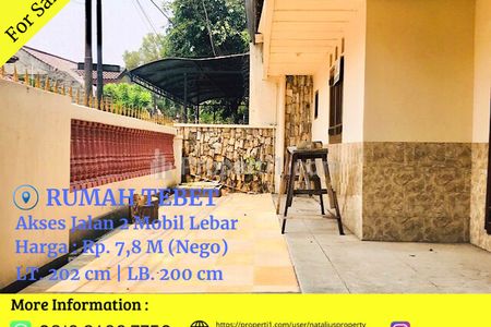Jual Rumah di Tebet Barat Jakarta Selatan Lokasi Sangat Strategis Nyaman Jalan 2 Mobil Lebar