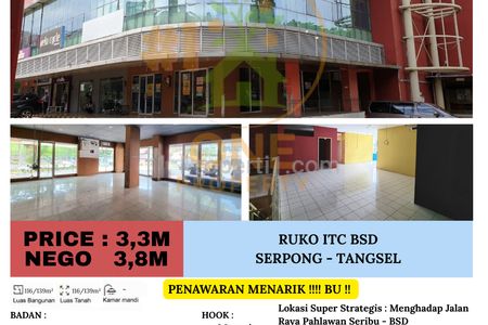 PENAWARAN MENARIK!!!! BU!! DIJUAL - RUKO 2 Lantai ( Badan ) di ITC BSD, Serpong - Tangsel