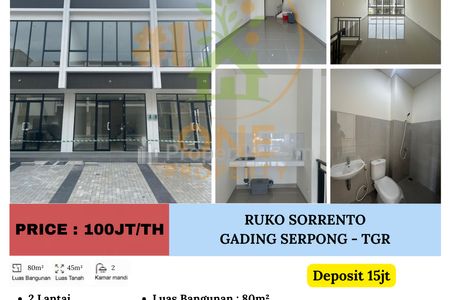 Disewakan Ruko Sorrento, Gading Serpong, Tangerang