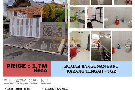 Dijual Rumah Bangunan Baru, Rapi, Nyaman di Karang Tengah, Tangerang