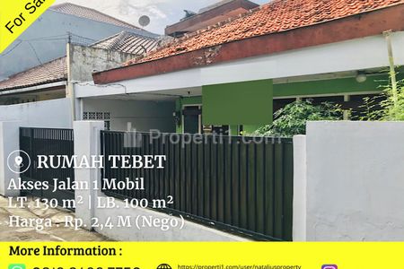Jual Rumah BU di Tebet Jakarta Selatan Hitung Tanah, Lokasi Strategis, Jalan 1 Mobil
