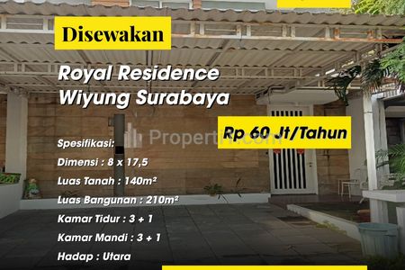 Disewakan Rumah Royal Residence Wiyung Surabaya Selatan