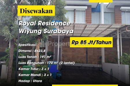 Disewakan Rumah Royal Residence Wiyung Surabaya Selatan
