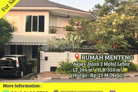 Dijual Rumah Nyaman di Menteng Jakarta Pusat, Jalan Lebar, Lokasi Prime Area Dekat Taman Suropati