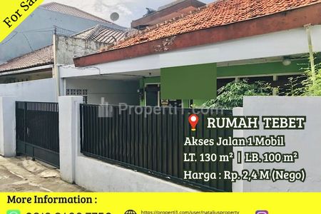 Jual Rumah BU di Tebet Jakarta Selatan Hitung Tanah, Lokasi Strategis, Jalan 1 Mobil