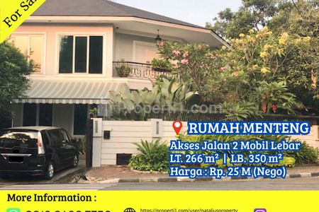 Dijual Rumah Nyaman di Menteng Jakarta Pusat, Jalan Lebar, Lokasi Prime Area Dekat Taman Suropati