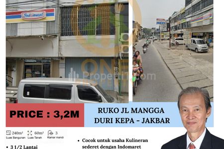 Disewakan Ruko di Jl Mangga, Duri Kepa, Jakarta Barat