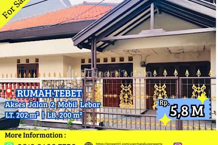 Jual Rumah di Tebet Barat Jakarta Selatan Lokasi Sangat Strategis Nyaman Jalan 2 Mobil Lebar