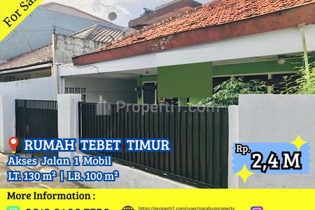 Jual Rumah BU di Tebet Jakarta Selatan Hitung Tanah, Lokasi Strategis, Jalan 1 Mobil