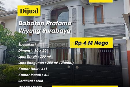 Dijual Rumah di Babatan Pratama Wiyung Surabaya Selatan