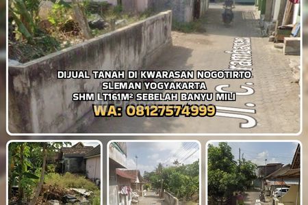 Dijual Murah Tanah SHM di Kwarasan Nogotirto Sleman Yogyakarta, Sebelah Banyu Mili, Luas 161m2, Lingkungan Padat Penduduk