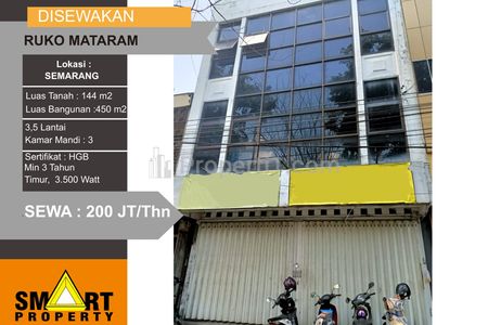 Sewa Ruko 3.5 Lantai di Jalan Mataram / MT Haryono, Hadap Timur, Daerah Pusat Bisnis, Semarang