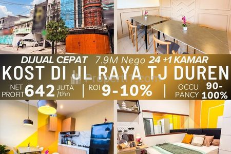 Dijual Rumah Kost di Jalan Tanjung Duren Raya, Tanjung Duren, Grogol Petamburan, Jakarta Barat