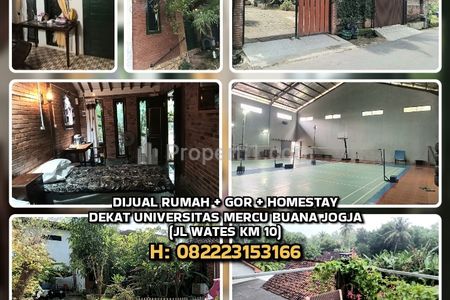 Dijual Rumah dan GOR di Jalan Wates Km 10 Bantul, Dekat Universitas Mercu Buana Yogyakarta, Properti Strategis di Koridor Bisnis Yogyakarta, LT915m2