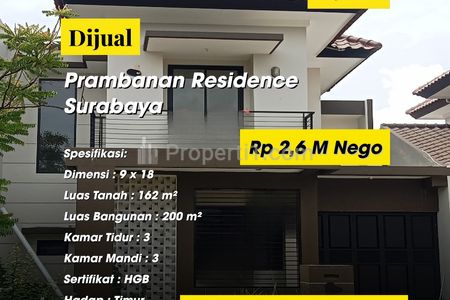 Dijual Rumah Prambanan Residence Lidah Kulon Surabaya Barat