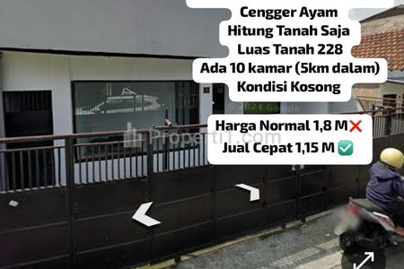 Dijual Kost-kostan Hitung Tanah Area Cengger Ayam Malang, Luas Tanah 228